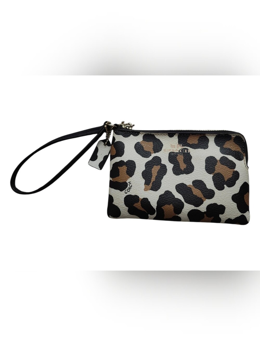 Coach EUC Ocelot Print Embossed Leather Leopard Print Wristlet Pouch